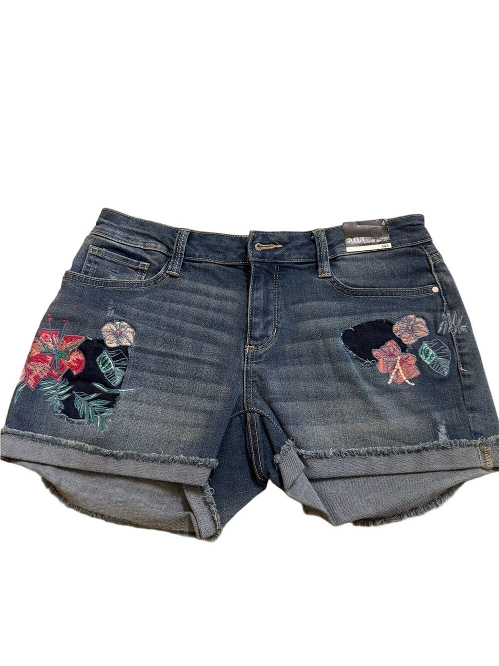 a.n.a Blue Jean Shorts with Butterfly Appliqués